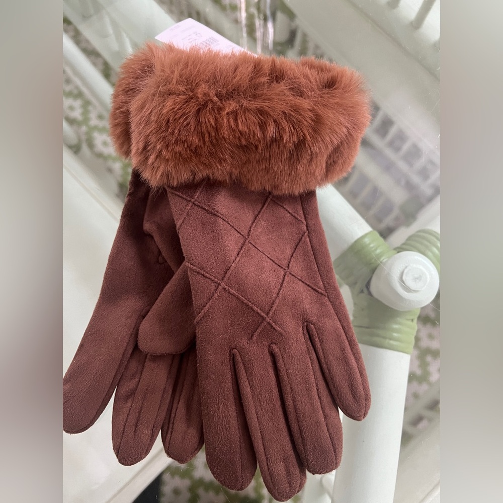 J.Crew Faux Fur and Suede Gloves -Small